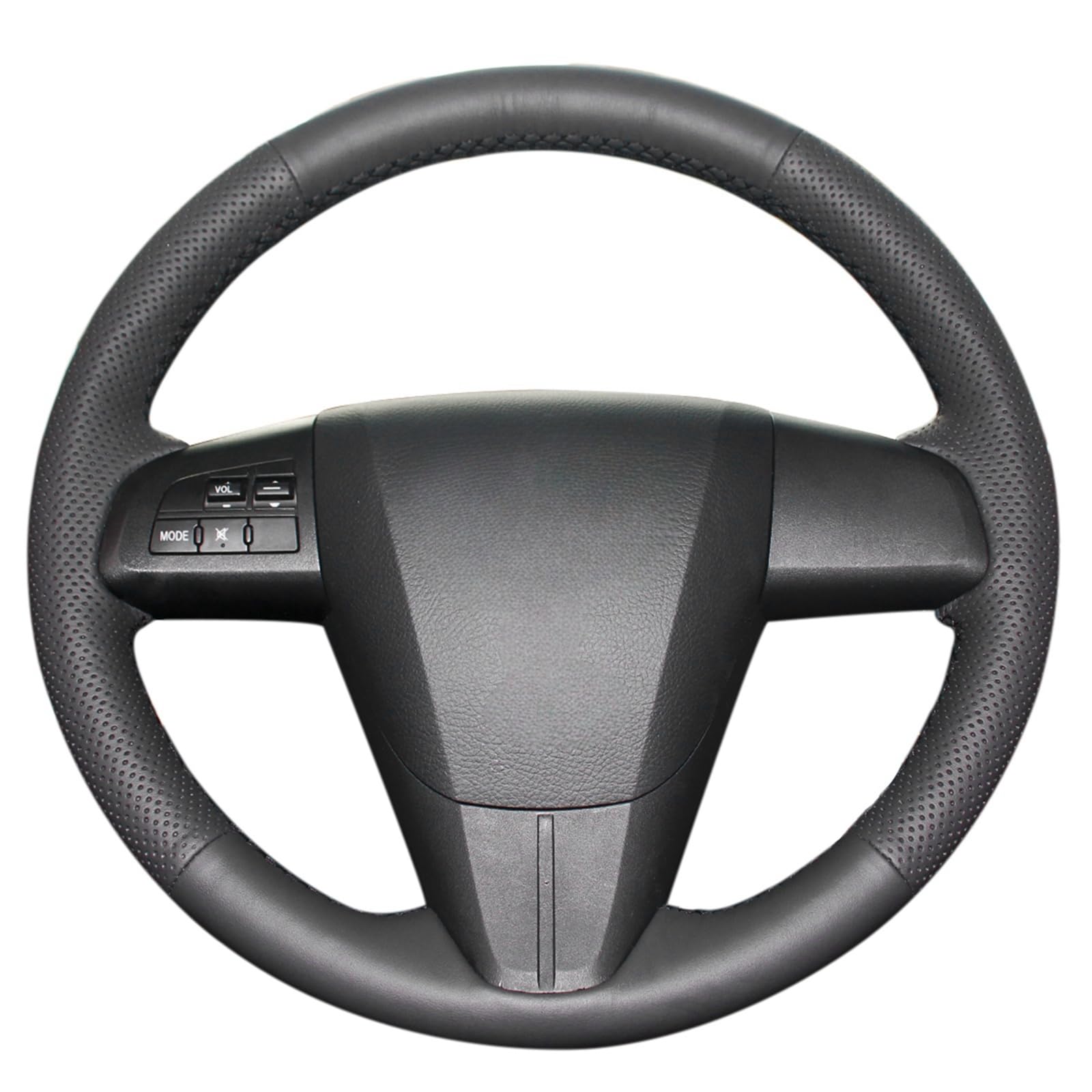 MEWANT Hand Sewing Black Artificial Leather Car Steering Wheel Cover for Mazda 3 2010-2013 Mazda 5 2012-2015 Mazda 6 2011-2013 CX-7 2010-2012 CX-9