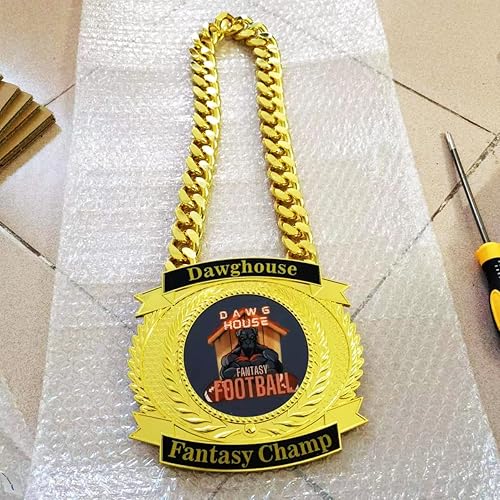 Miniatura 5 de Fantasy Football Championship Chains Award, Trofeo del Premio del Ganador del Premio Champ Chains, Medalla de campeón grande de 7-34  x 7