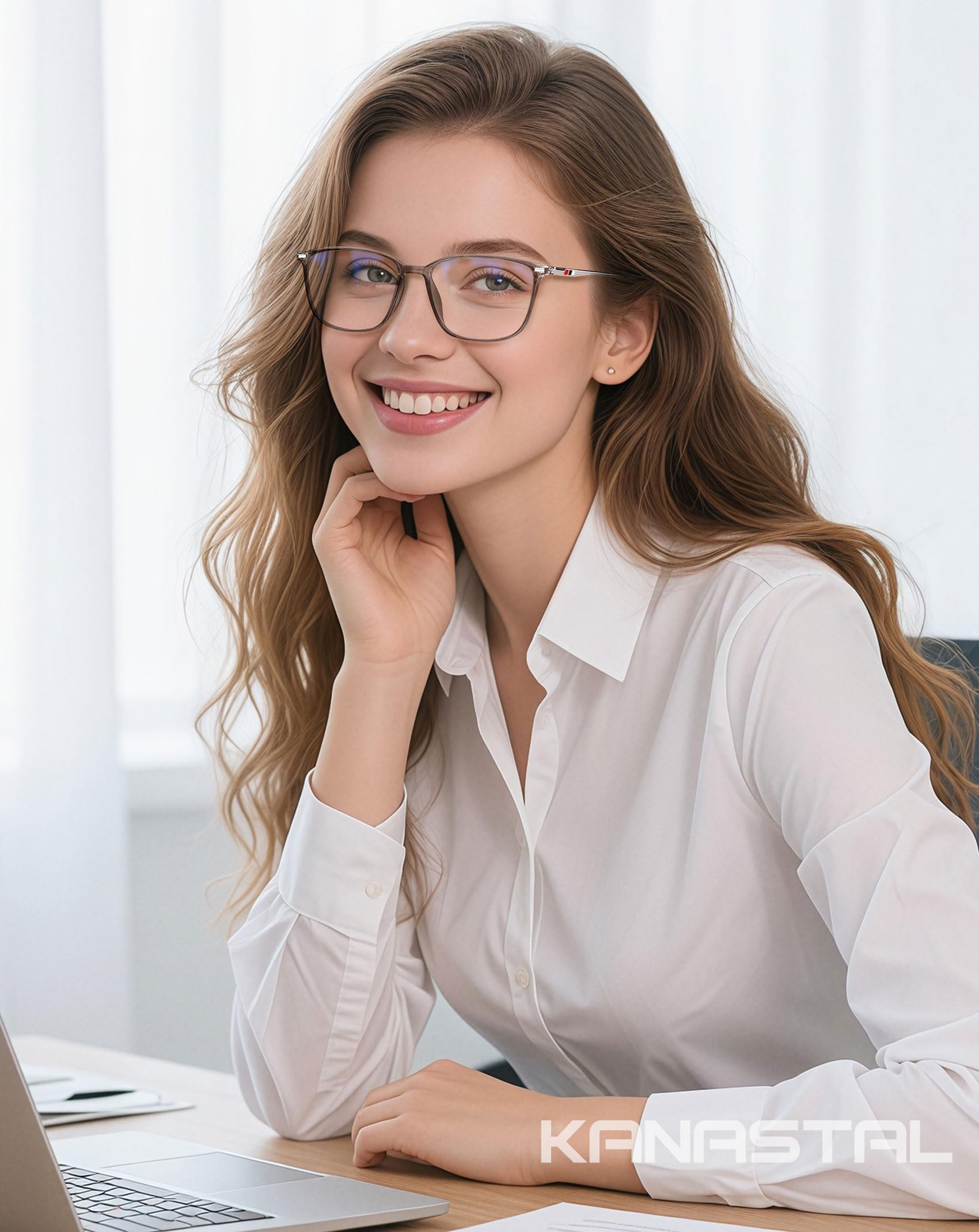 KANASTAL Occhiali anti Luce Blu Metallo Uomo Donna Computer PC Riposanti Quadrati Trasparenti anti Affaticamento Blue Light Glasses Per Gaming TV Cellulare