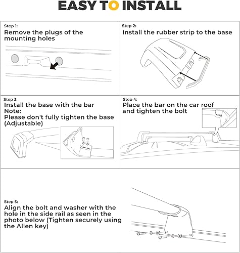 Miniatura 7 de BougeRV Barras transversales para techo compatibles con Jeep Grand Cherokee L 2021-2024 y Grand Cherokee WL 2022-2024, portaequipajes de aluminio