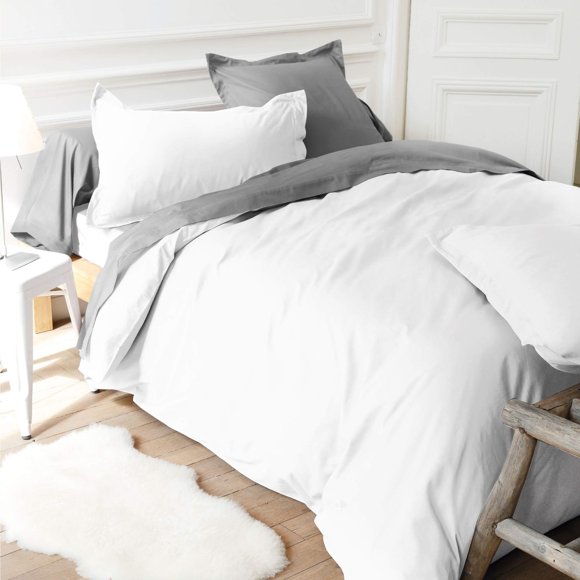 Linnea Housse de Couette uni 260x240 cm 100% Coton Alto Blanc