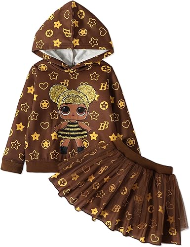 L.O.L. Surprise! 2pcs Toddler Girl Hoodie Sweatshirt and Skirt Set Girls Birthday Party Outfit 2-12 Years