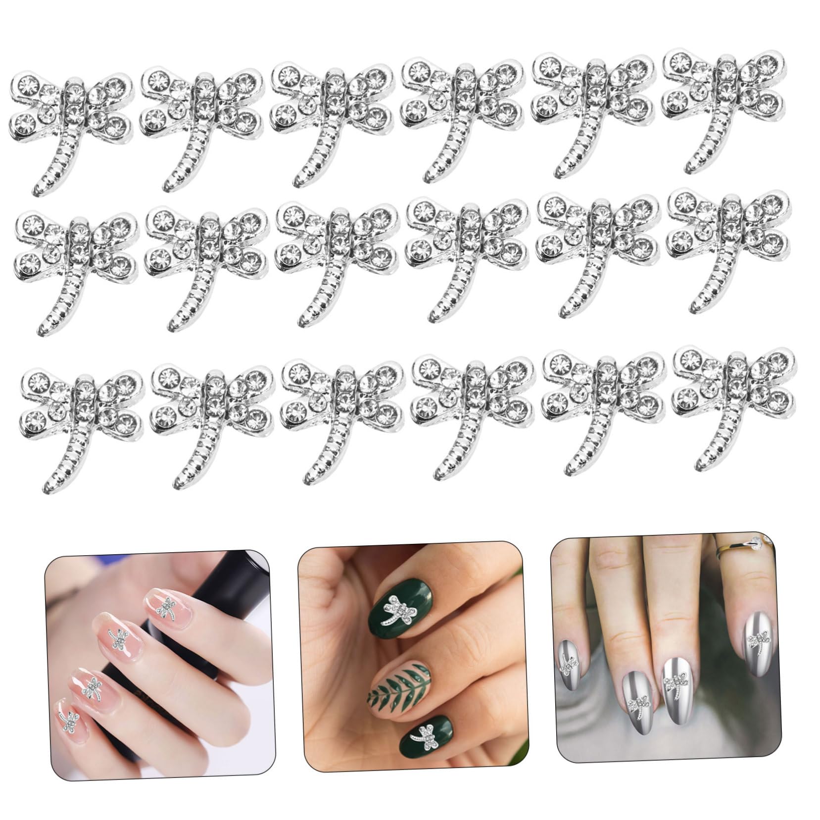 5 Set Ciondoli Per Unghie Libellula Con Decorazioni Per Nail Art Charms Brillanti Per Manicure Te 20 Pezzi*5