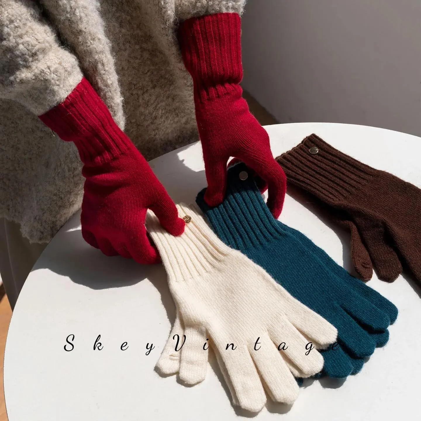 100% Organic Wool Gloves, Winter Long Gloves for Women, Touchscreen Wool Glove for Cold Weather - Image 6