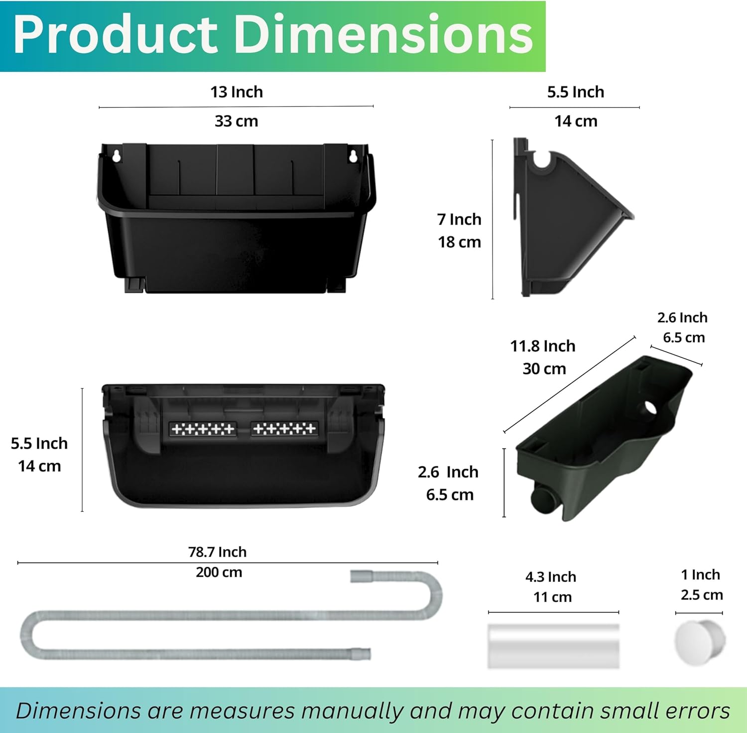 Maxona Vertical Wall Planter for Indoor Plant-Walls Mounted Pot with 2 Drainage Tray 8 Pack, 13 inch Black Color for Indoors and Outdoor Decor, Plastic Pots Balcony Planters, Plants Hanging