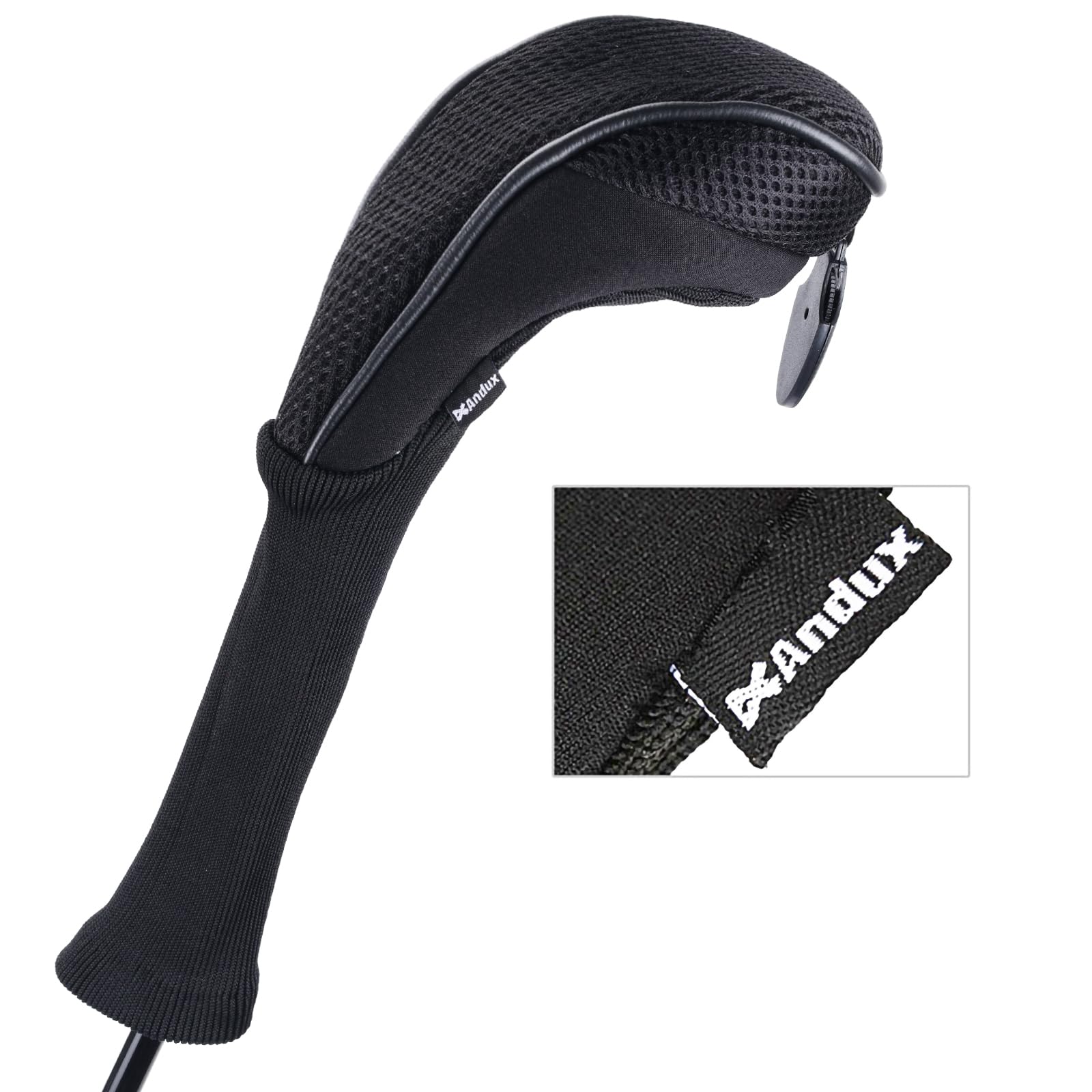 Andux 2 Pack Cuello Largo Cabeza de Palo de Golf híbridos Fundas Intercambiables nº Etiqueta CTMT-01, Negro