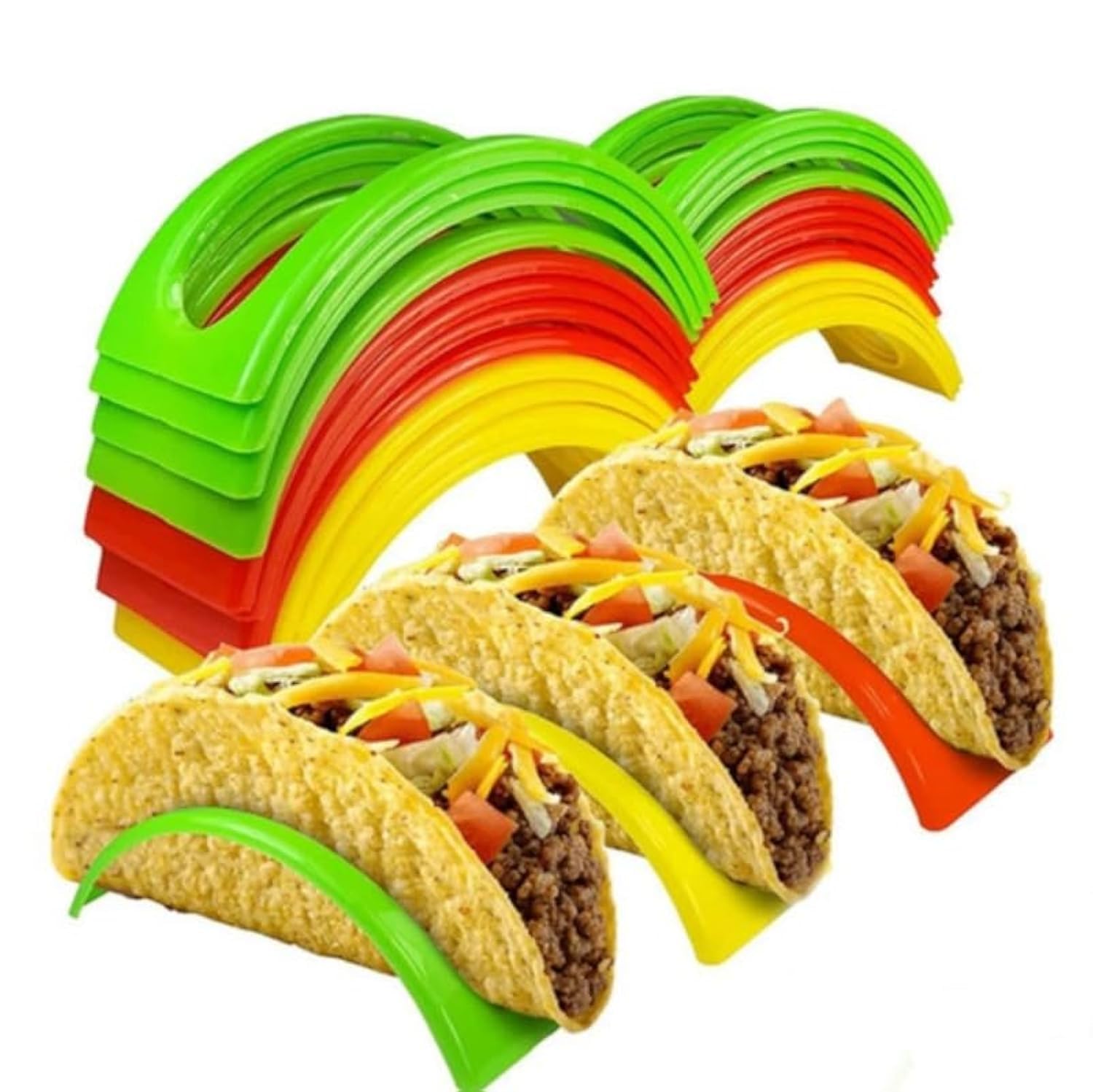 BRAVECOW Taco Stand Holders 12 Pack Mexican Food Wave Shape Hard Rack Stand Kitchen Cooking Tools for Taco Sandwiches, Dishwasher & Microwave Safe