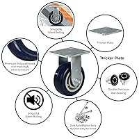 Vista 93 de Caster Wheels 8 inch Heavy Duty Casters, Industrial Casters with Polyurethane Wheel and Precision Ball Bearing-1200 Lbs Per Casters-Widely Used in