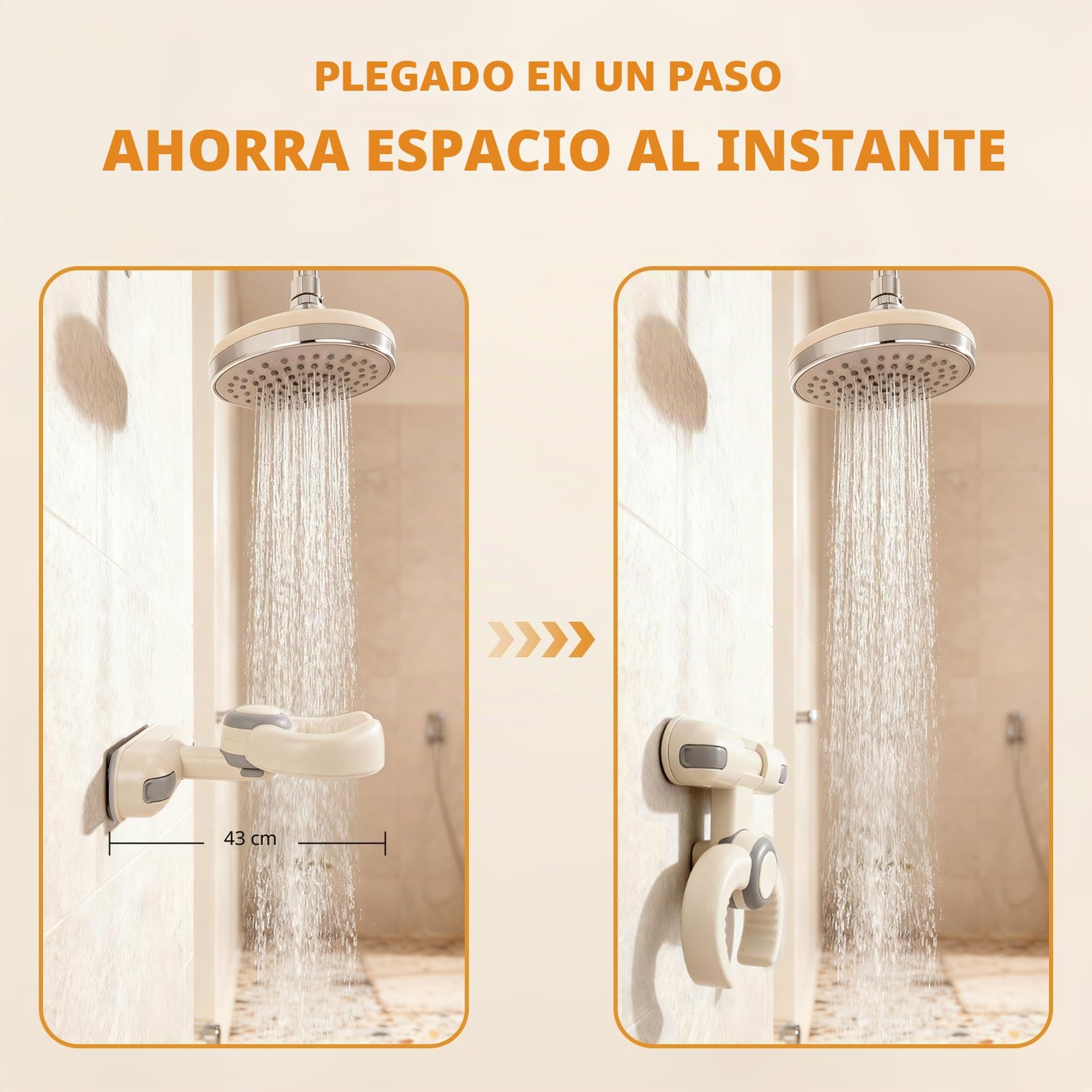 Soporte Ducha Bebé | Altura Reg. 26-35cm | Antideslizante Asa Seguridad | Plegable sin Instalación | BPA-Free 6-36 Meses
