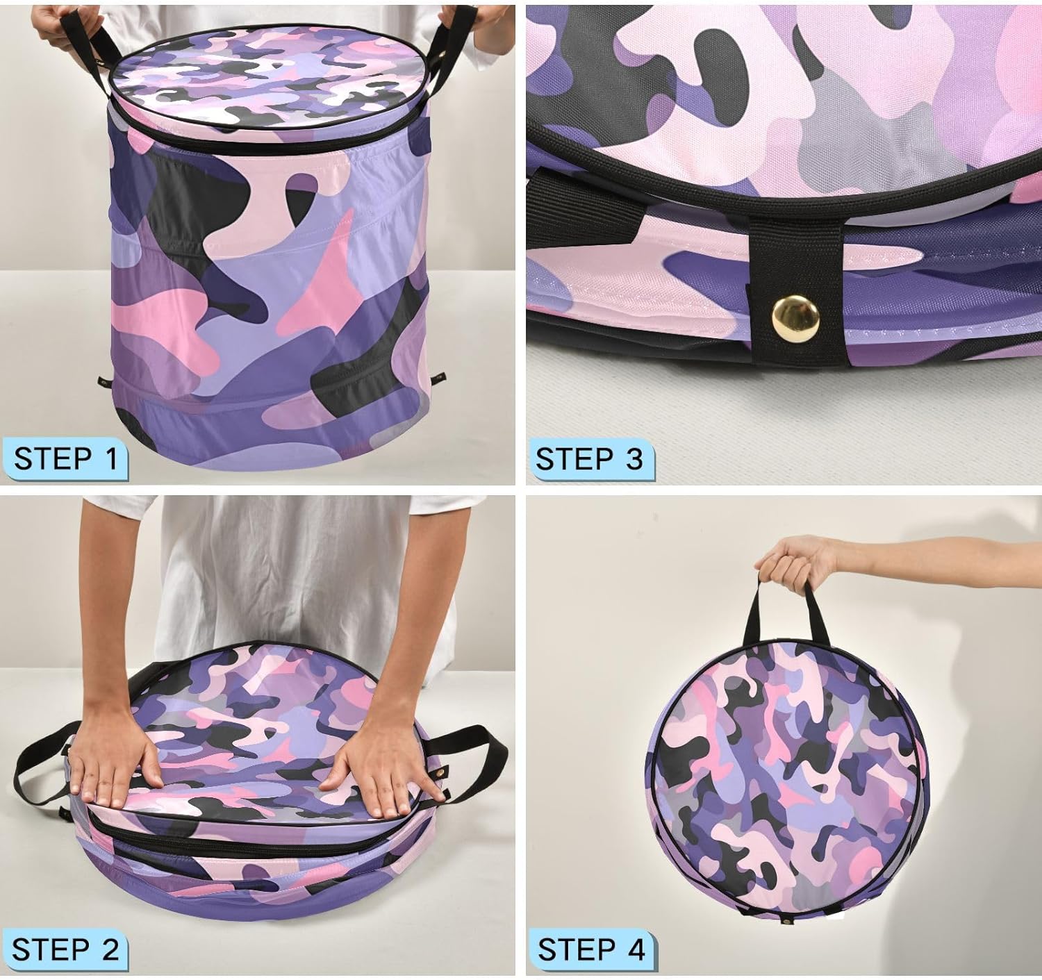 Camouflage Purple Pink laundry basket collapsable and waterproof clothes hamper with sturdy handle stuff camping Decoraciones for gadget nursery shelf ofertas de ropa para ni?as