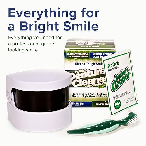 Miniatura 2 de Pro Tech Kit de cuidado de aparatos removibles, dentadura, retenedor, alineador y paquete de limpieza con limpiador ultrasónico de retención de