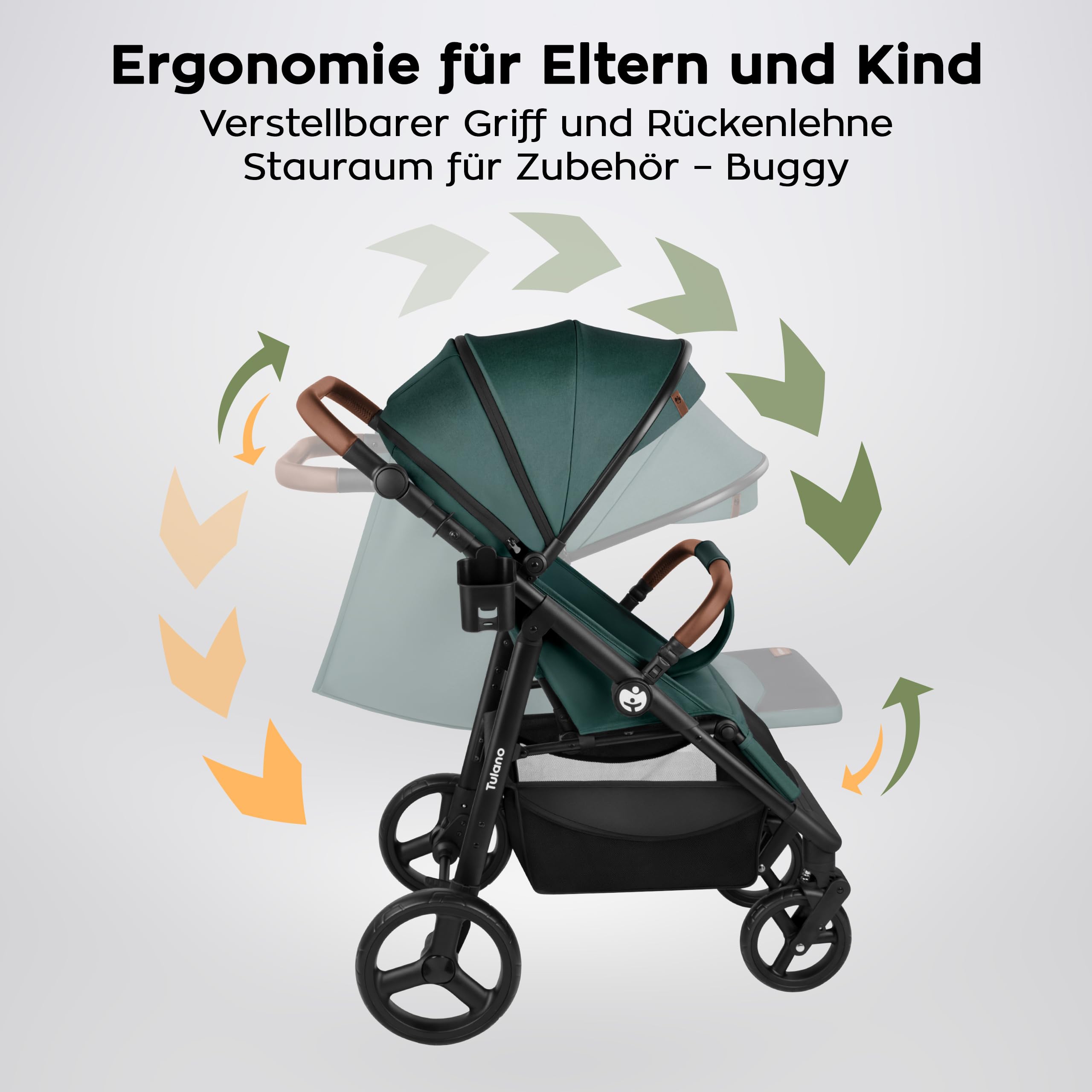 Tulano Avignon 35 Kinderwagen Buggy Reisebuggy mit Liegefunktion Flugzeug Handgepäck bis 22kg Grün