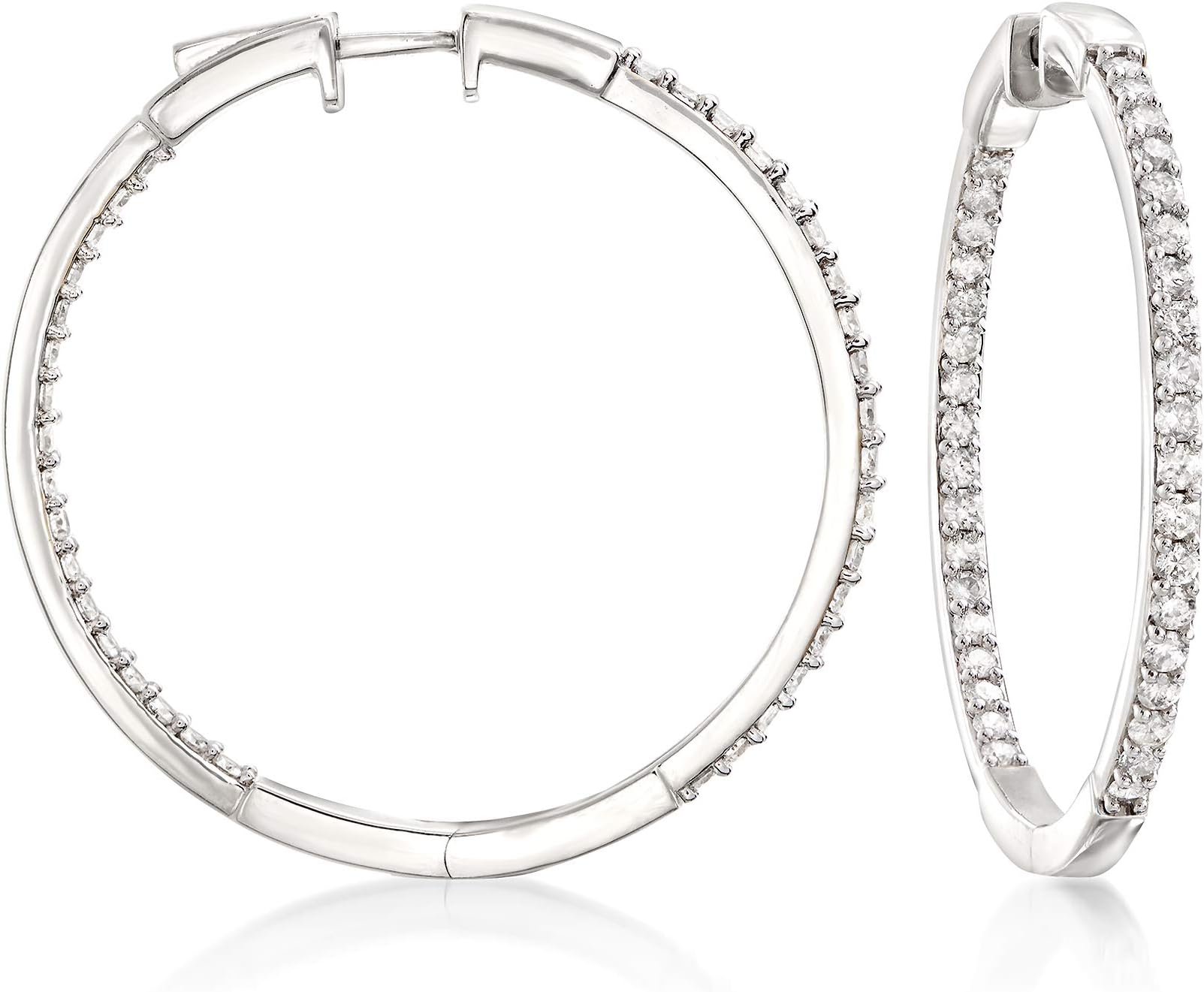 Ross-Simons 2.00 ct. t.w. Diamond Inside-Outside Hoop Earrings in Sterling Silver