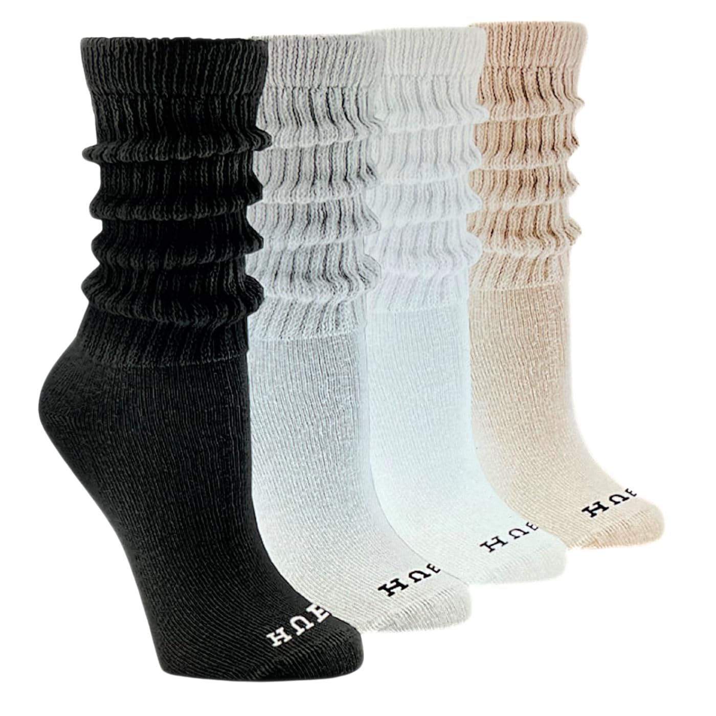 Black Women's Slouch Socks, 4 Pack (HUE)
| Women's Slouch Socks (Charcoal Heather, Oatmeal Heather, Black, White) - 4 P 