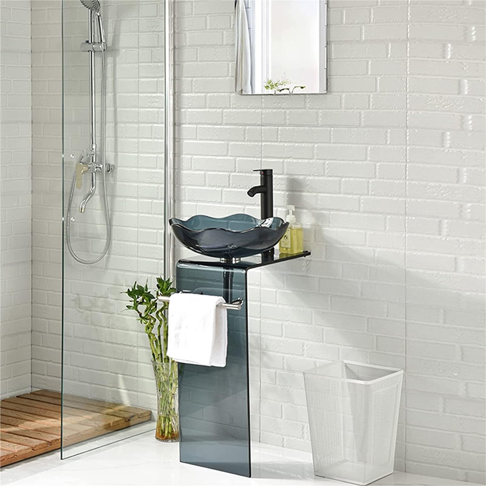 Umywalka Łazienkowa Nablatowa Ceramiczna Umywalka Łazienkowa Umywalka Nablatowa Ze Szkła Hartowanego, Umywalka Kolumnowa Nablatowa Simplicity Do Małego Mieszkania, Umywal,Round-S