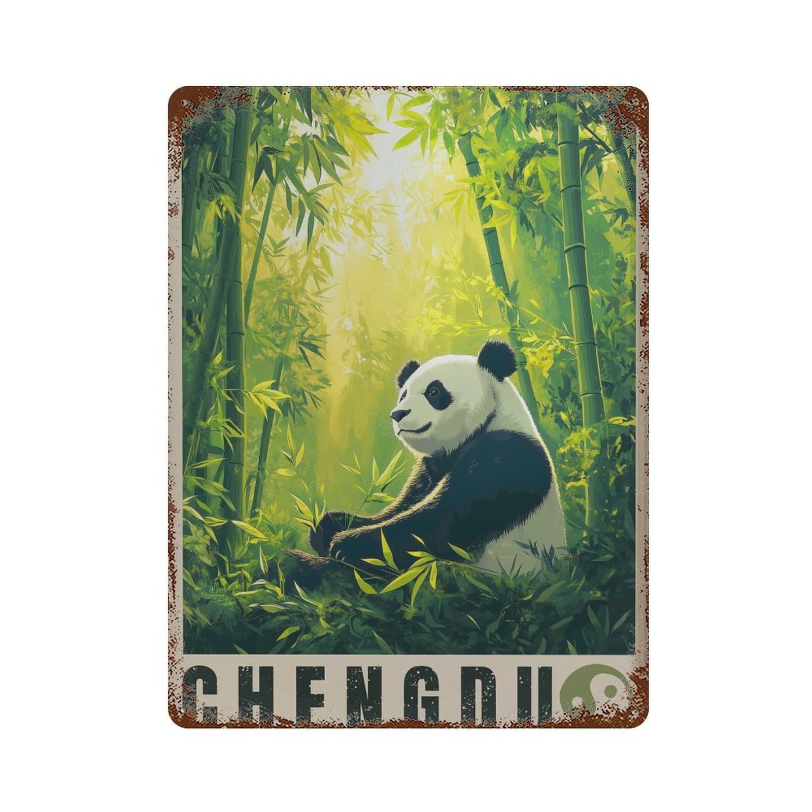 xiaoxiaoshen Chengdu Panda Travel Sichuan China Wall Decor Art Metal Tin Poster Modern Home Decor Art Home Bar Shop Decorations Vintage Sign 40x30cm