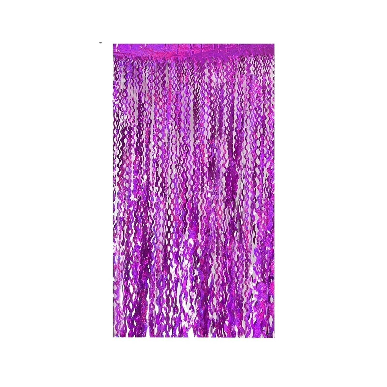 Tiyghi Hot Pink Wavy Foil Fringe Curtain 1Pcs Wavy Glitter Tinsel Foil Fringe Curtains For Birthday Decoration Metal Foil Fringe Backdrop Wall Curtains (Color : )