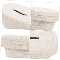 Vista 3 de Caja de pañuelos tejida con cuerda de algodón minimalista para el hogar, oficina, coche, servilleta, diseño elegante para espacios de vida