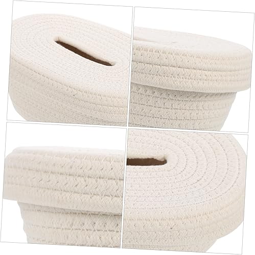Miniatura 3 de Caja de pañuelos tejida con cuerda de algodón minimalista para el hogar, oficina, coche, servilleta, diseño elegante para espacios de vida