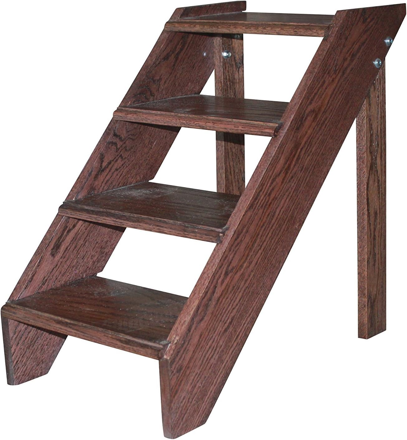 Tall Open Riser Steps, Solid Oak Tread with a Rich Cherry Stain, 24-Inch
