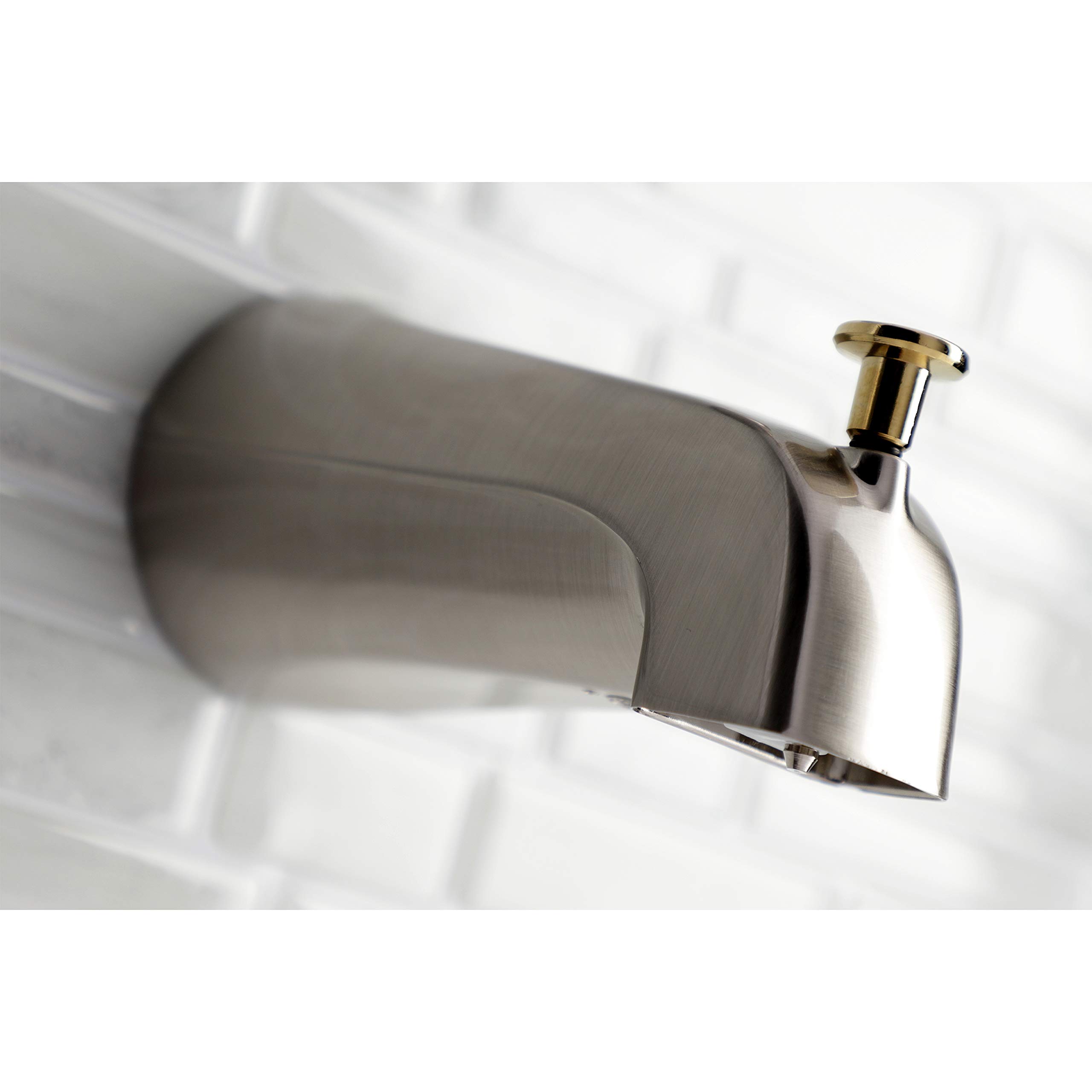 Kingston - Boquilla para bañera (latón, con desviador), níquel satinado/latón pulido, 12,7 cm