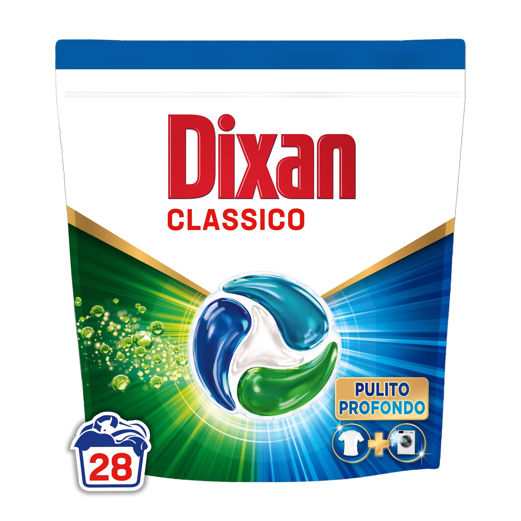 Dixan DISCS 4in1 Classico Detersivo Lavatrice, 5 confezioni da 28 Lavaggi, Capsule lavatrice per una pulizia profonda del bucato e freschezza igienica per lavatrice, Rimuove le macchie da 20°C