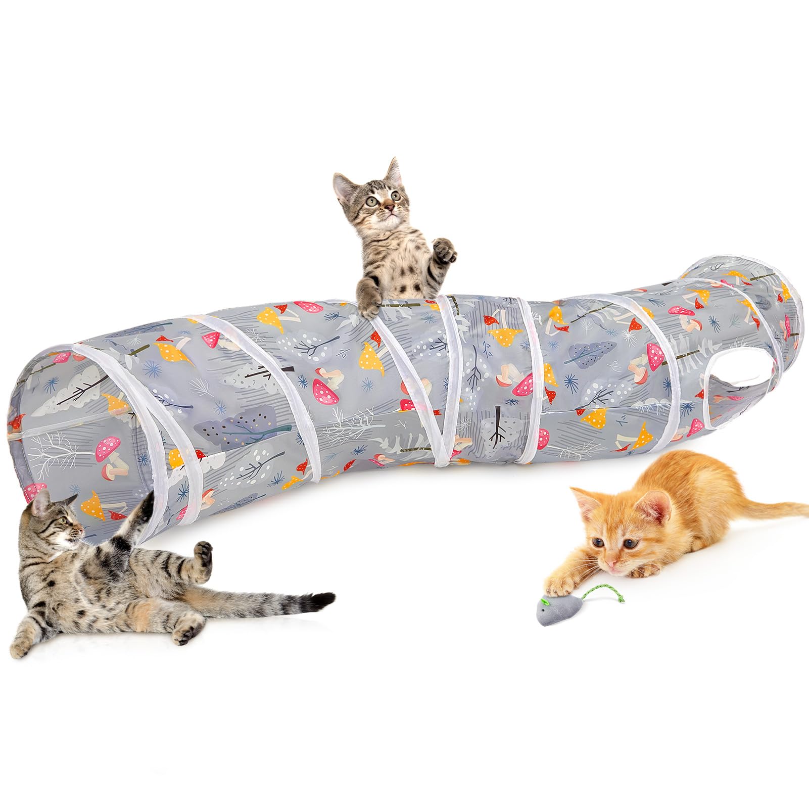 Glittme S-Shape Cat Tunnel, Foldable Cat Tunnels for Indoor Cats