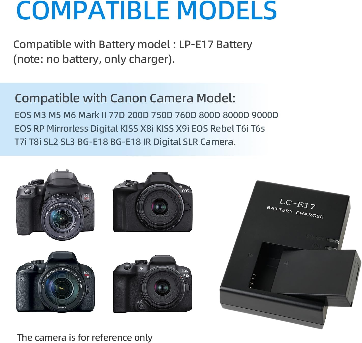 LP-E17 LC-E17C Battery Charger LP E17 Charger Compatible with Canon EOS Rebel T7i, T6i, T6s, SL3, SL2, 9000D, 8000D,760D, 750D, 200D, M6, M5, M3, Kiss X8i DSLR Cameras & More