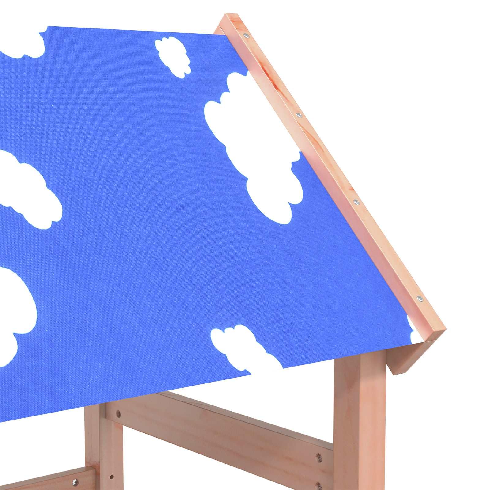 Wieża do zabawy brązowa z litego drewna daglezji, 52,5 x 110,5 x 215 cm, z zestawem akcesoriów dla dzieci w wieku 3-8 lat, odporna na warunki atmosferyczne, zabawka ogrodowa, domek na