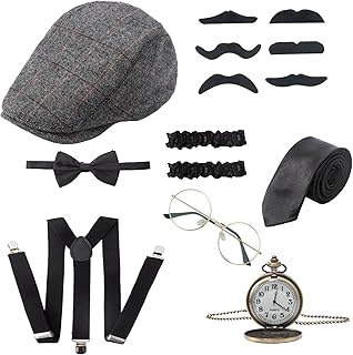 1920s Mens Costume Gatsby Accessories for Men Newsboy Gangster Hat roaring 20s Costumes Accessories Set - Buy now