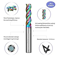 Vista 68 de Tools DLC Series Carburo Square End Mill, Diamond Like Coating, Molino de extremo para aluminio, cobre, aleaciones de magnesio, aluminio de alto