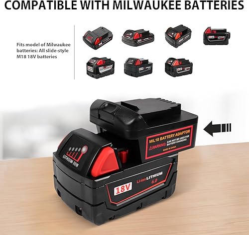 Miniatura 4 de Convertidor para adaptador de batería Milwaukee a Dewalt, adaptador funciona con batería Milwaukee para uso de herramientas Dewalt, aplicable para