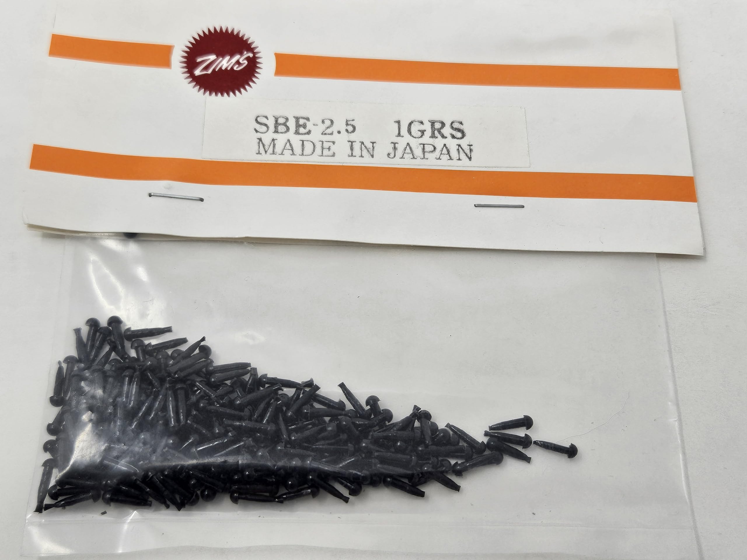 Zim's 2.5mm Solid Black Tiny Plastic Safety Eyes for Craft Amigurumi Dolls or Puppets (Pack of 144)