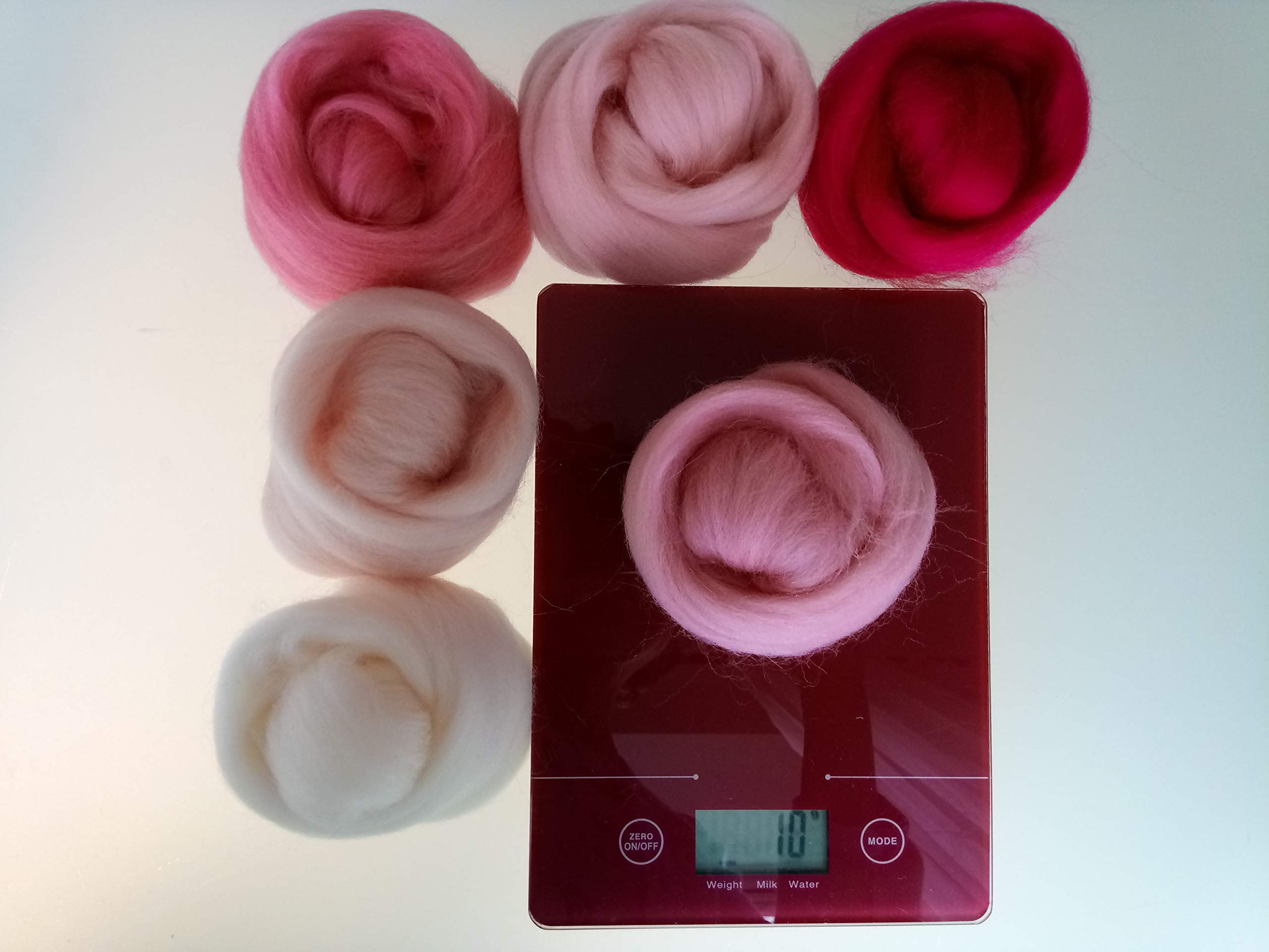 Pure Merino Wool Roving - Assorted Colours for Needle & Wet Felting, Spinning & Weaving, DIY Craft - 60 g Packs (Pink) - Image 4