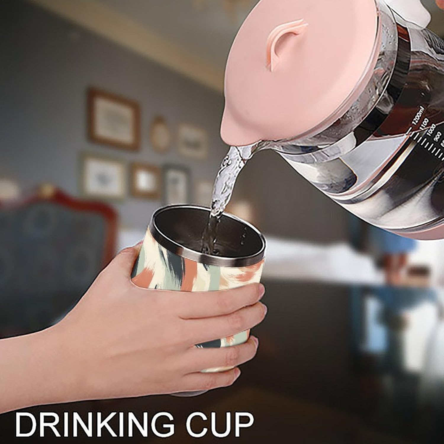 Modern Minimalism Art Swirl Insulated Drinking Cup Stainless Steel Coffee Mug Wine Tumbler with Lid 12OZ