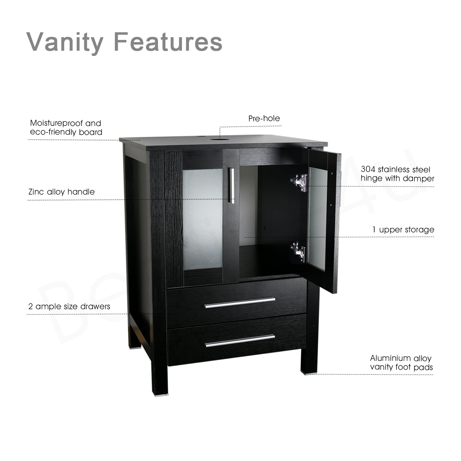 LUCKWIND Bathroom Vanity Vessel Sink Combo 24inch Stand