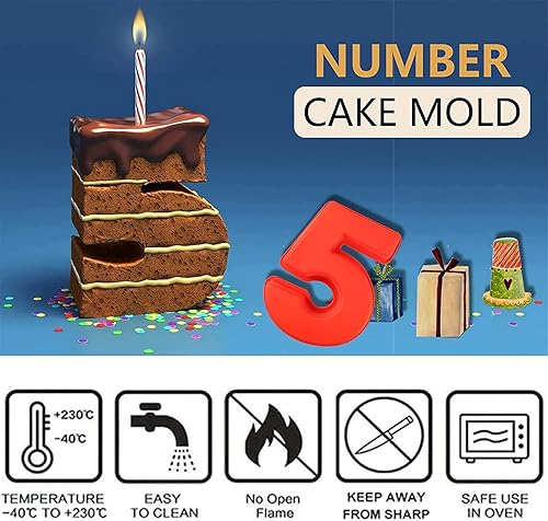 Miniatura 6 de Moldes de silicona para tartas con números – Sartenes 3D grandes de 10 pulgadas para cumpleaños y aniversario de boda