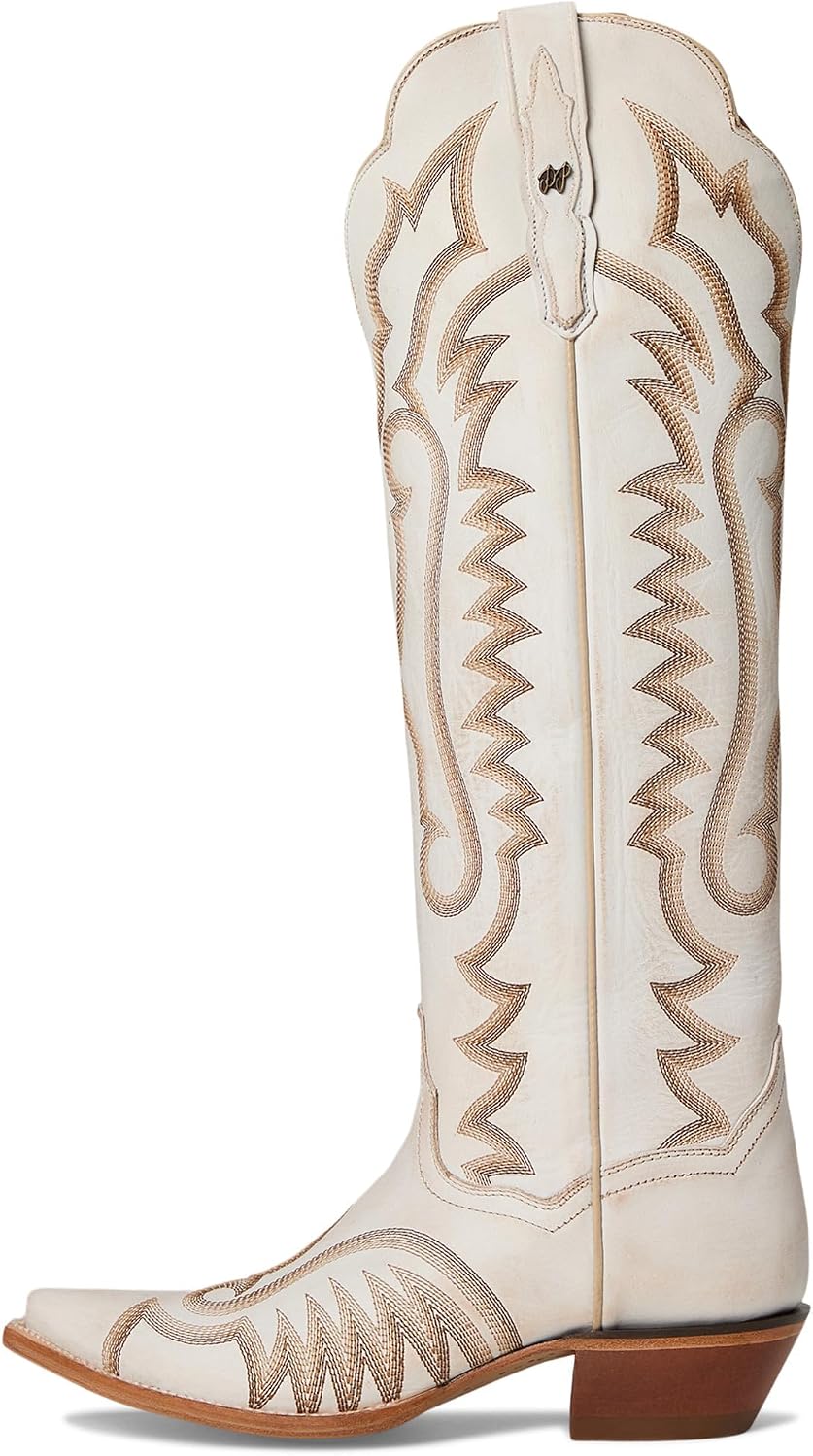 Dan Post Boots Womens Josie Embroidered Snip Toe Zippered Casual Boots Mid Calf Low Heel 1-2" - White