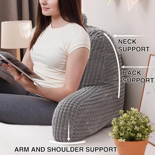 Miniatura 5 de A Nice Night Almohada de lectura para cama de cuña grande para adultos y niños, respaldo con brazos para sentarse en la camasofá para descansar en