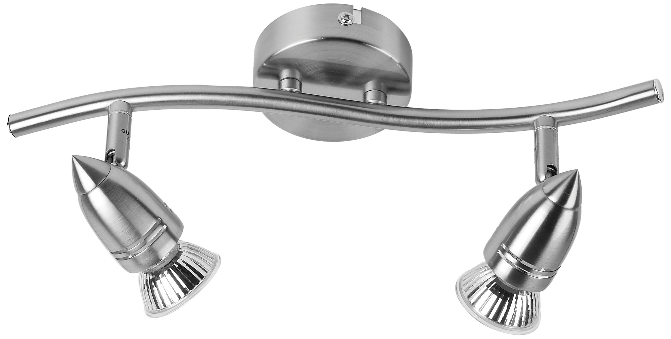 Leyton Lighting GU10 Twin Bar Bullet Spotlight Lamp, Brushed Chrome