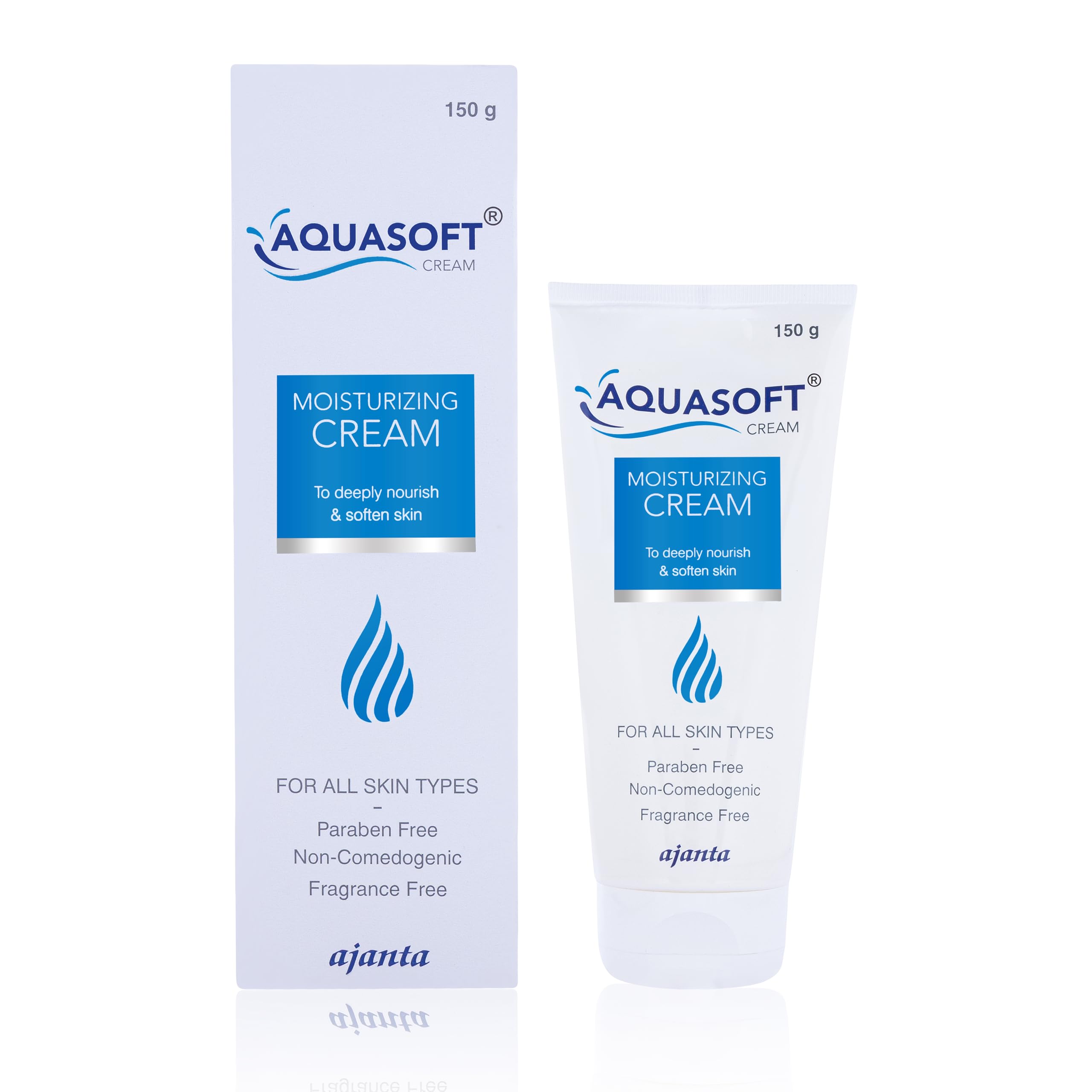 AQUASOFT Moisturising Cream (150 gm) | Triple Hydration Complex (Glycerine, Propylene Glycol, Wool Fat) | Daily Moisturizer for all skin types | Dermatologically Tested, Non-comedogenic, Paraben free