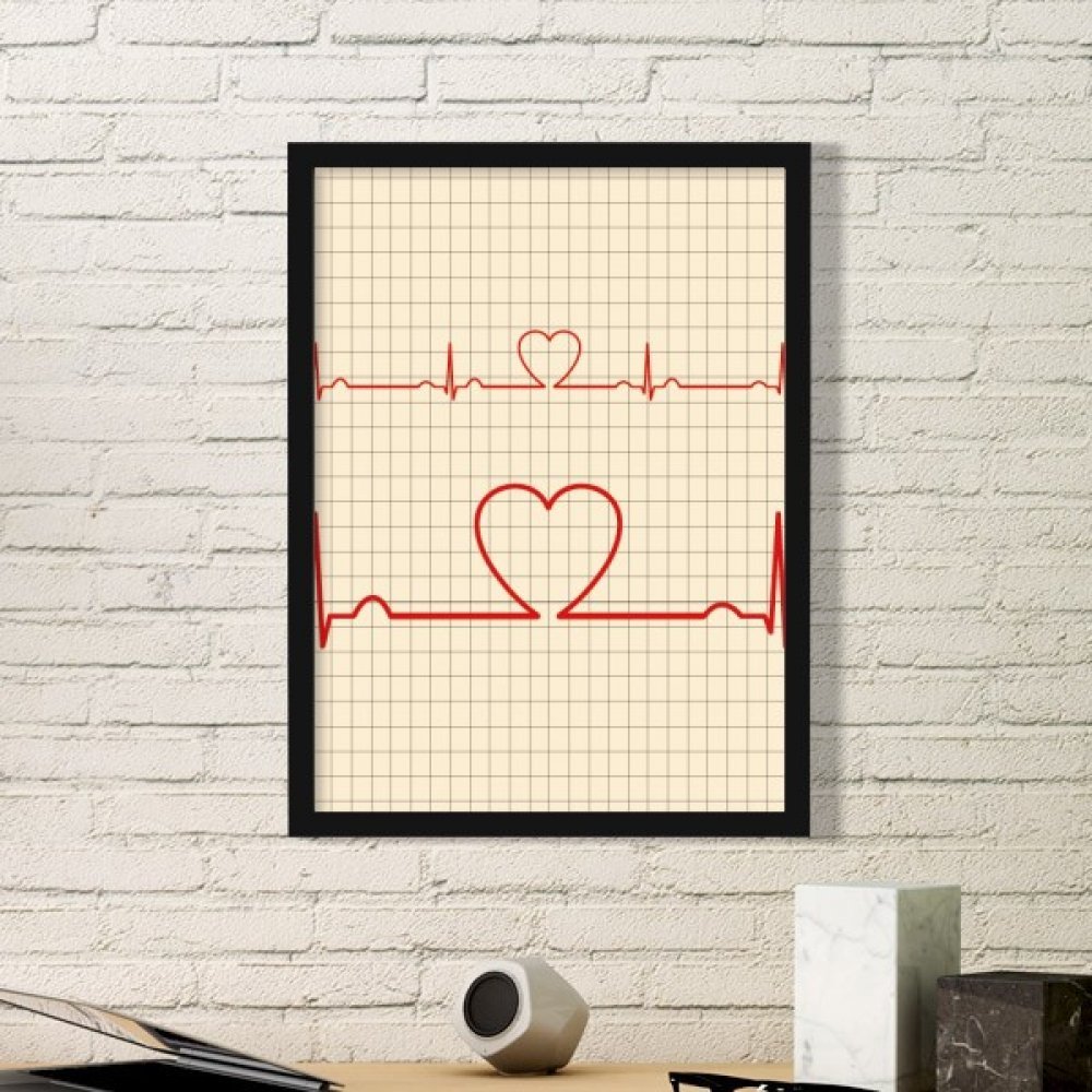 Cadre photo rectangle en bois motif électrocardiogramme de DIYthinker en noir