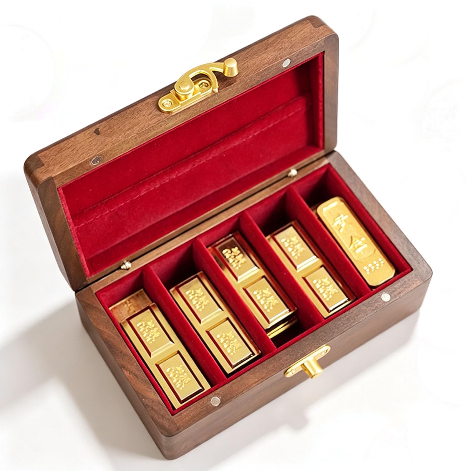 Caja De Almacenamiento De Lingotes De Oro, Vitrina De Madera para Monedas, para Lingotes De 5 G/10 G, con Separador De Terciopelo, Organizador De Colecciones, para Monedas Conmemorativas