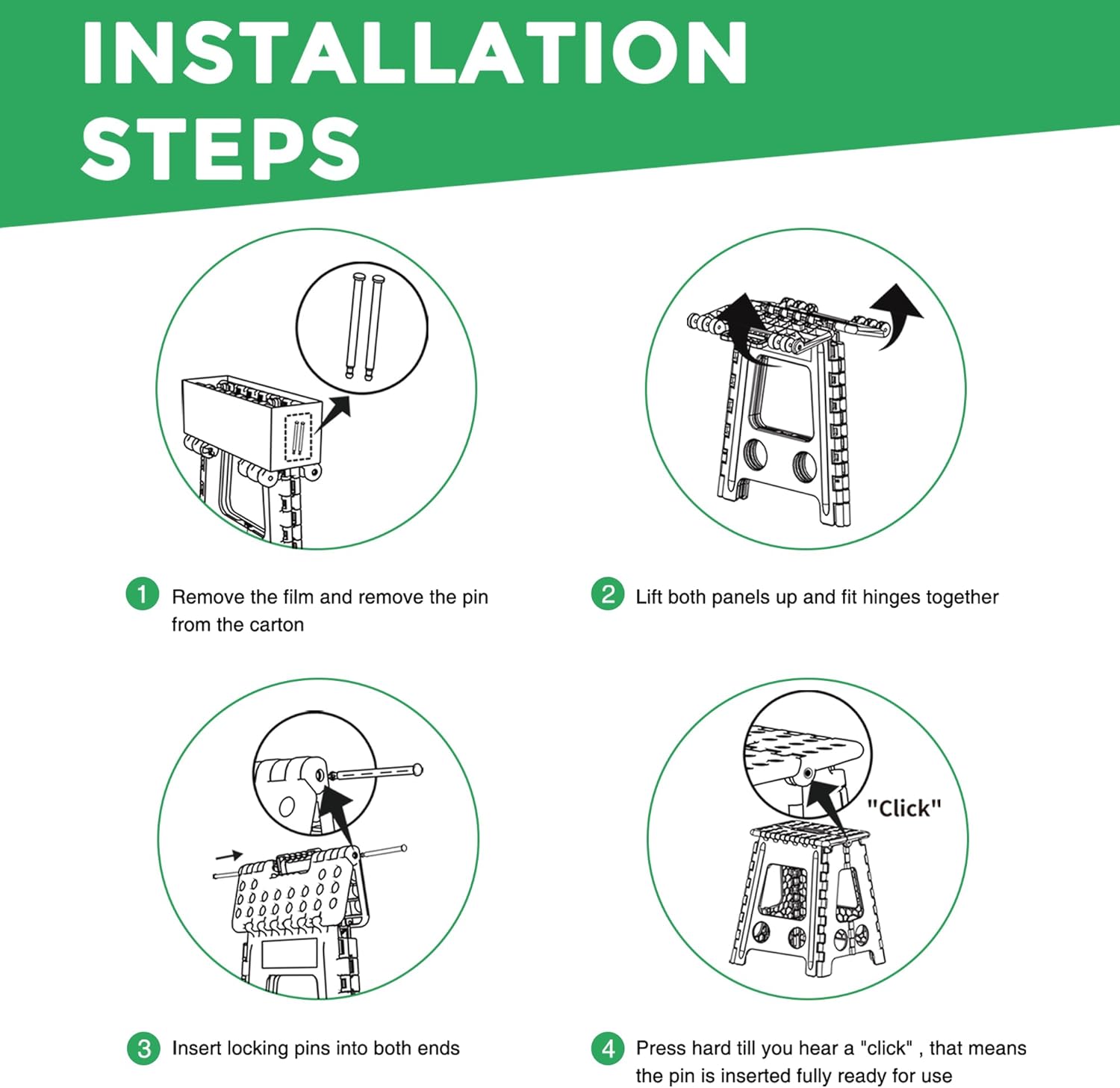 Dyforce 17.5 Inch Folding Step Stool 400lbs Capacity Sturdy Plastic Foldable Step Stools for Adults Stepping Stool with Handle Easy to Carry Handle Folding Stool Ideal for Kitchen (Grey 1PC)