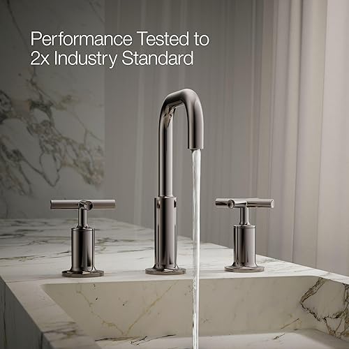 Miniatura 34 de Kohler K-14410-4-BGD Purist - Grifo para lavabo de baño con manijas de palanca baja y boquilla baja, 14406-4-BL Negro mate,Oro rosa vibrante.,Bronce