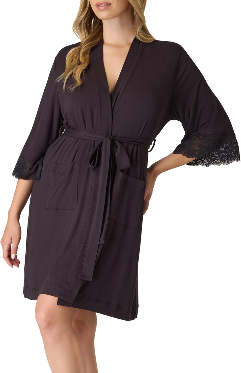 Bali womens Sleepwear Robe, Breathe Bathrobe With Pockets, Robe With Adjustable Waist, Lace
