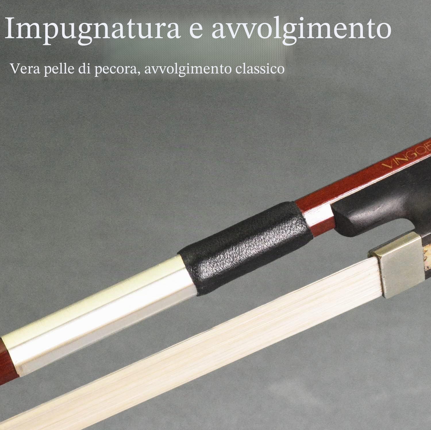 Brazilwood - Fiocco ottagonale per violoncello 1/4 formato VINGOBOW 310C livello avanzato occhi parigini ebano rana