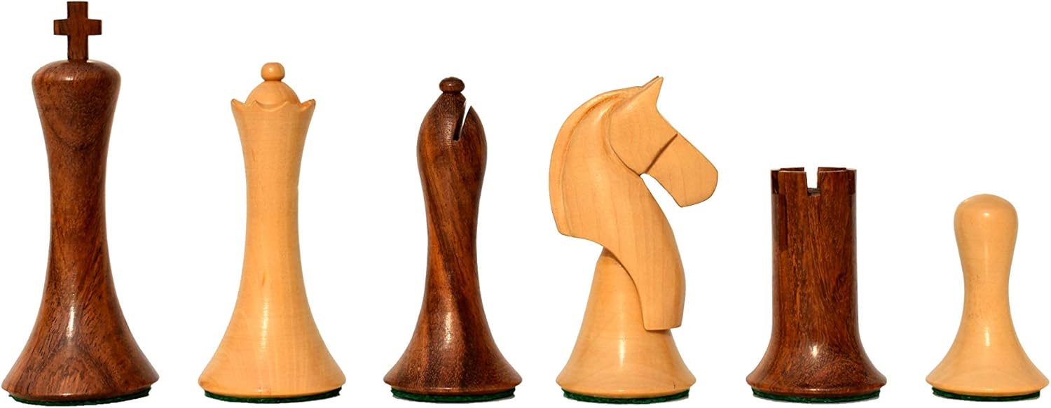 Ulbrich Series 3.75" Boxwood & Sheesham Wood Chess Pieces Set (2 Players, Age 8+) - Luxury Chess Set with 34 Pieces (Includes Two Extra Queens)