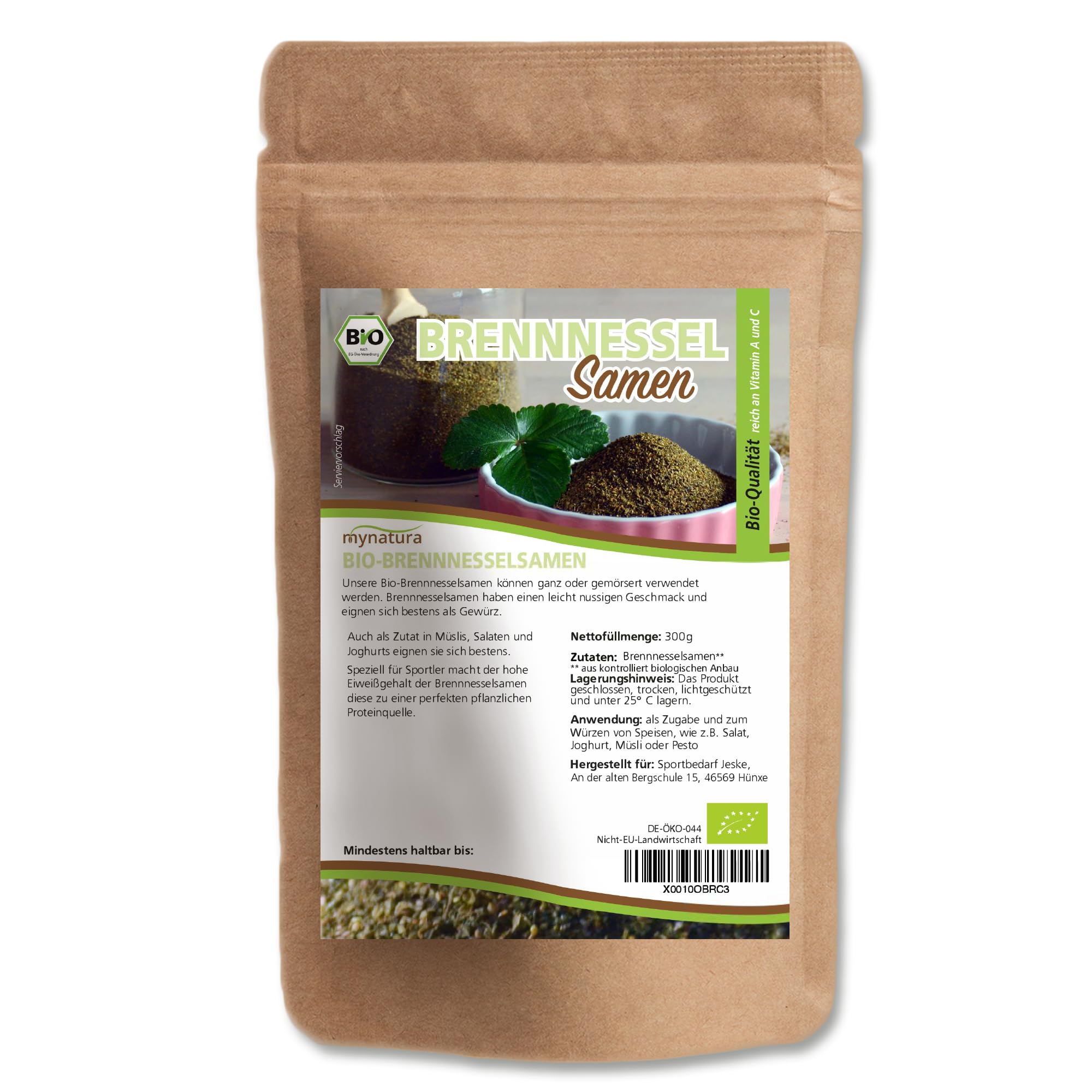Mynatura Bio Brennnesselsamen ganz 300g I Rohkostqualität I Naturbelassen I Vitamine I Mineralien I Eiweisshaltig I Vegan I Wildsammlung I DE-ÖKO-044 I 300g Beutel (1)
