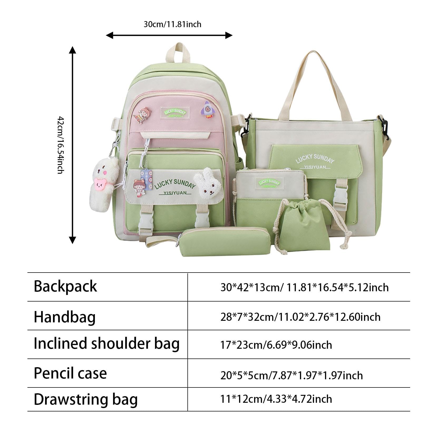Juego de mochila escolar de 5 piezas, mochila para niñas, juego combinado para mochilas de lona, bonita mochila escolar para adolescentes, bolsas de transporte para niños y niñas